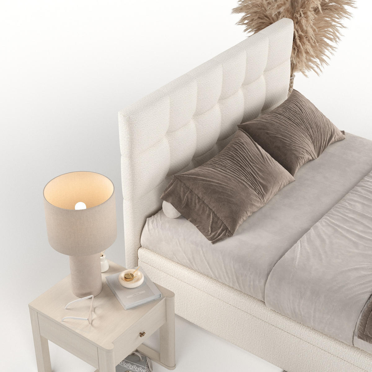 POLSTERBETT Guam mit Stauraum 140/200 cm Creme im Alta Stoff - Creme/Schwarz, Holz/Holzwerkstoff (140/200cm) - AltaBeds