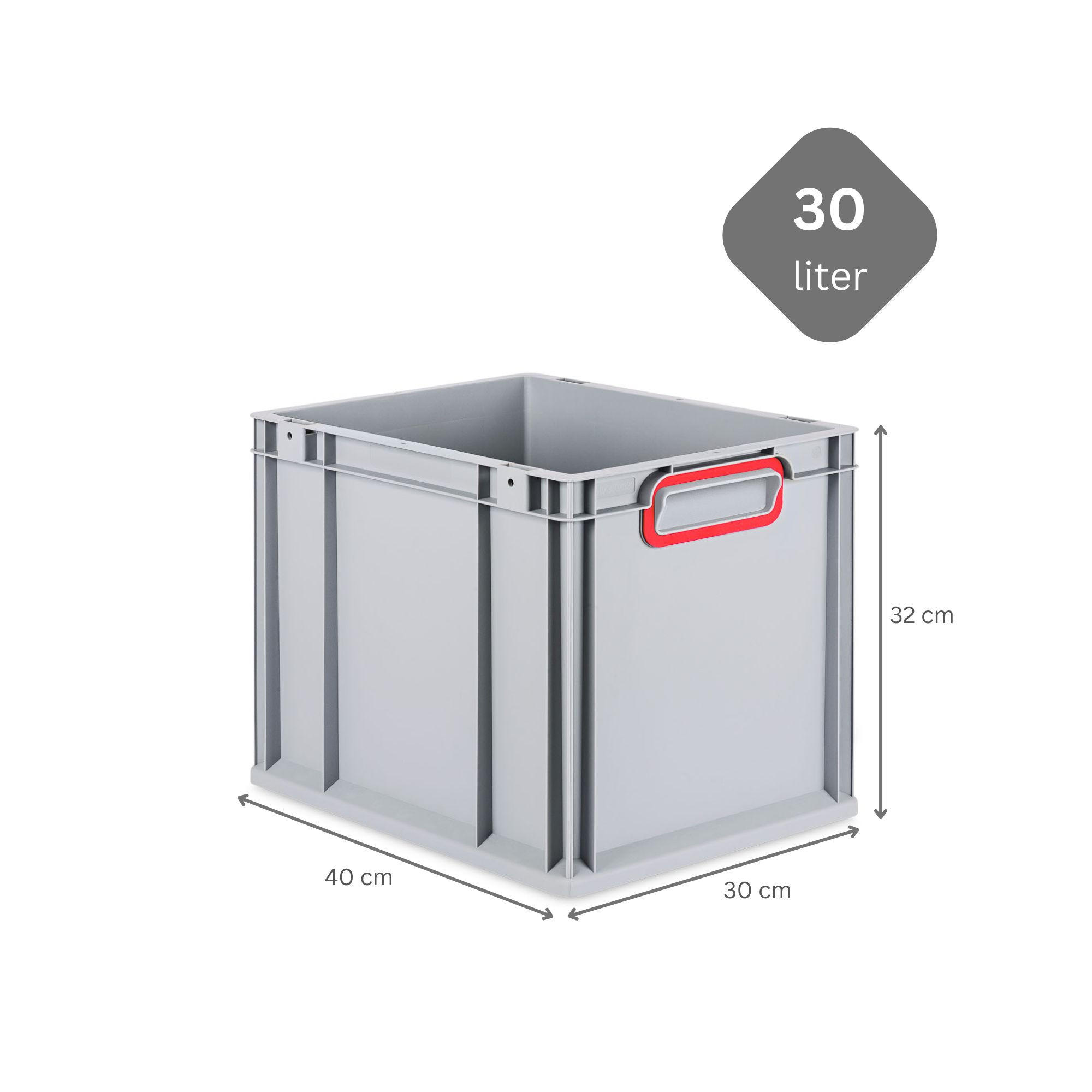 EUROBOX Nextgen Color 32x30x40cm 30 Liter Griffe Rot Geschlossen - Rot, Kunststoff (30/32/40cm) - PROREGAL