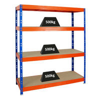 SCHWERLASTREGAL Rhino 180x160x60 cm 4 Spanplatten-Ebenen 8mm Fachlast 500 kg Blau/Orange - Blau/Orange, Metall (160/180/60cm) - PROREGAL