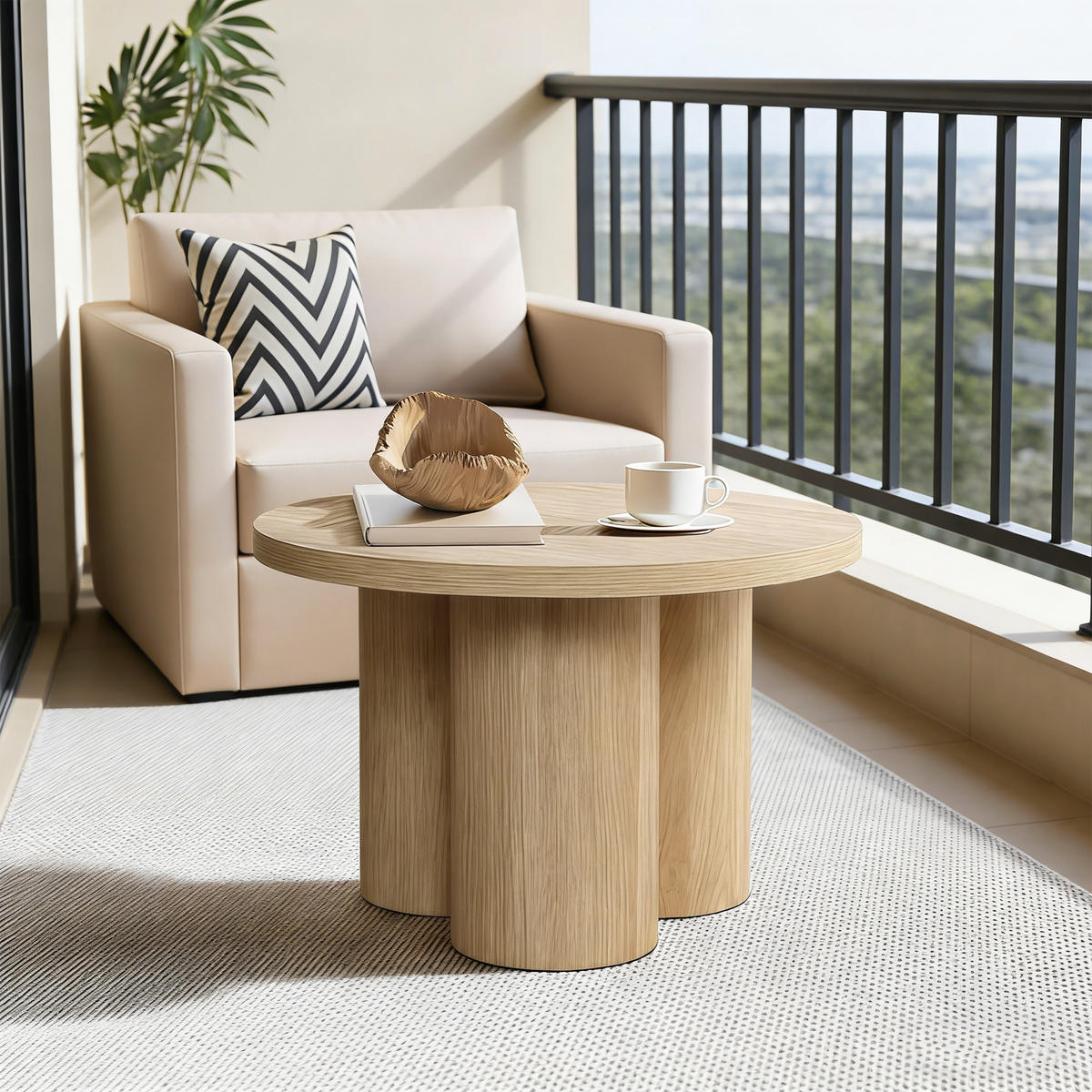 COUCHTISCH Rund in Naturholzoptik, Holz | Ø60 x H40 cm - Braun, Holzwerkstoff (60/60/40cm) - Hometopia