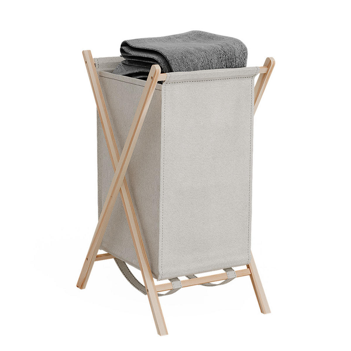 WÄSCHEKORB Bruno Beige 40 x 64 cm - Beige/Naturfarben, Holzwerkstoff (40/64/45cm) - Vicco