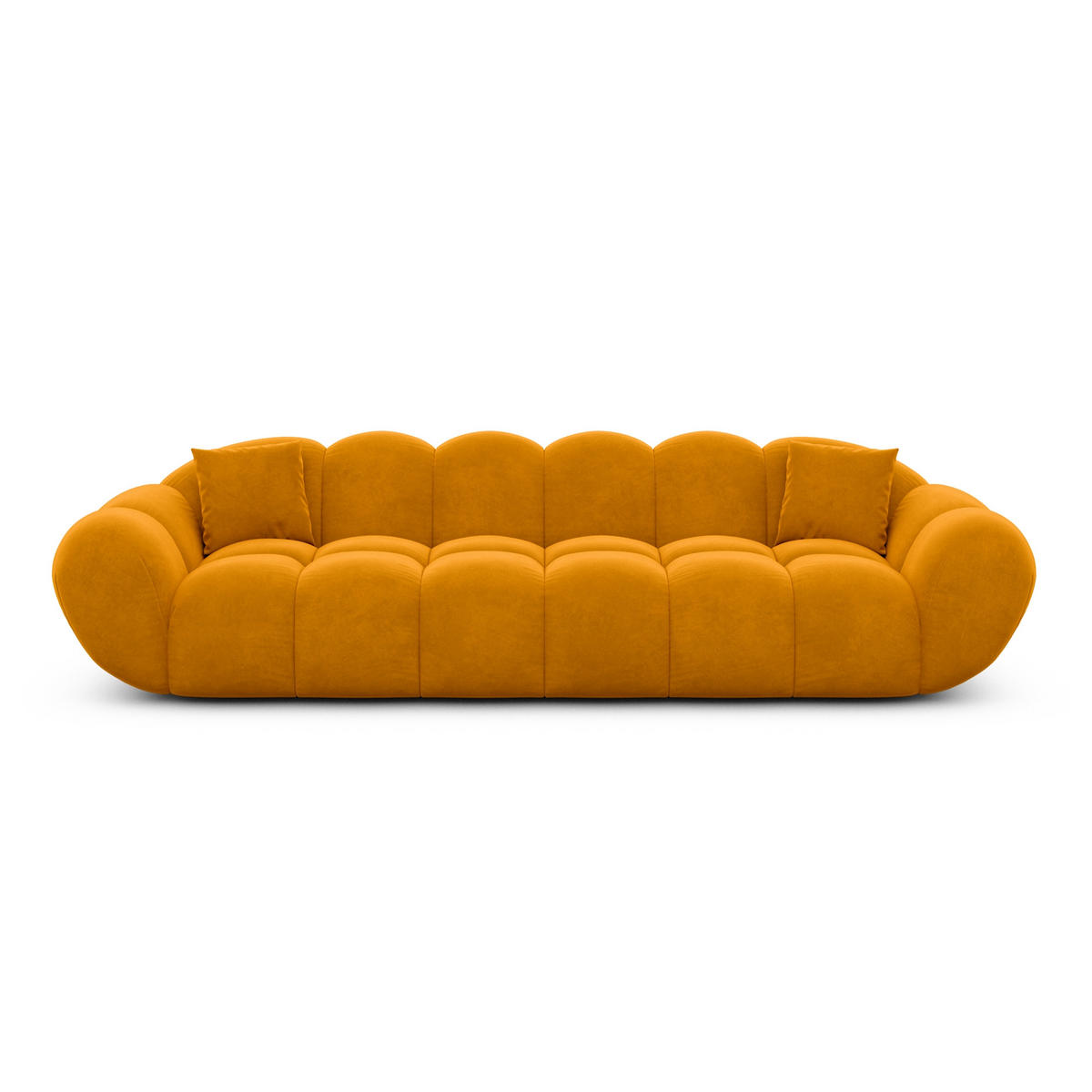 4-SITZER-SOFA Liva Senf Samtstoff - Currygelb, Textil (265/70/93cm) - VAROYAL