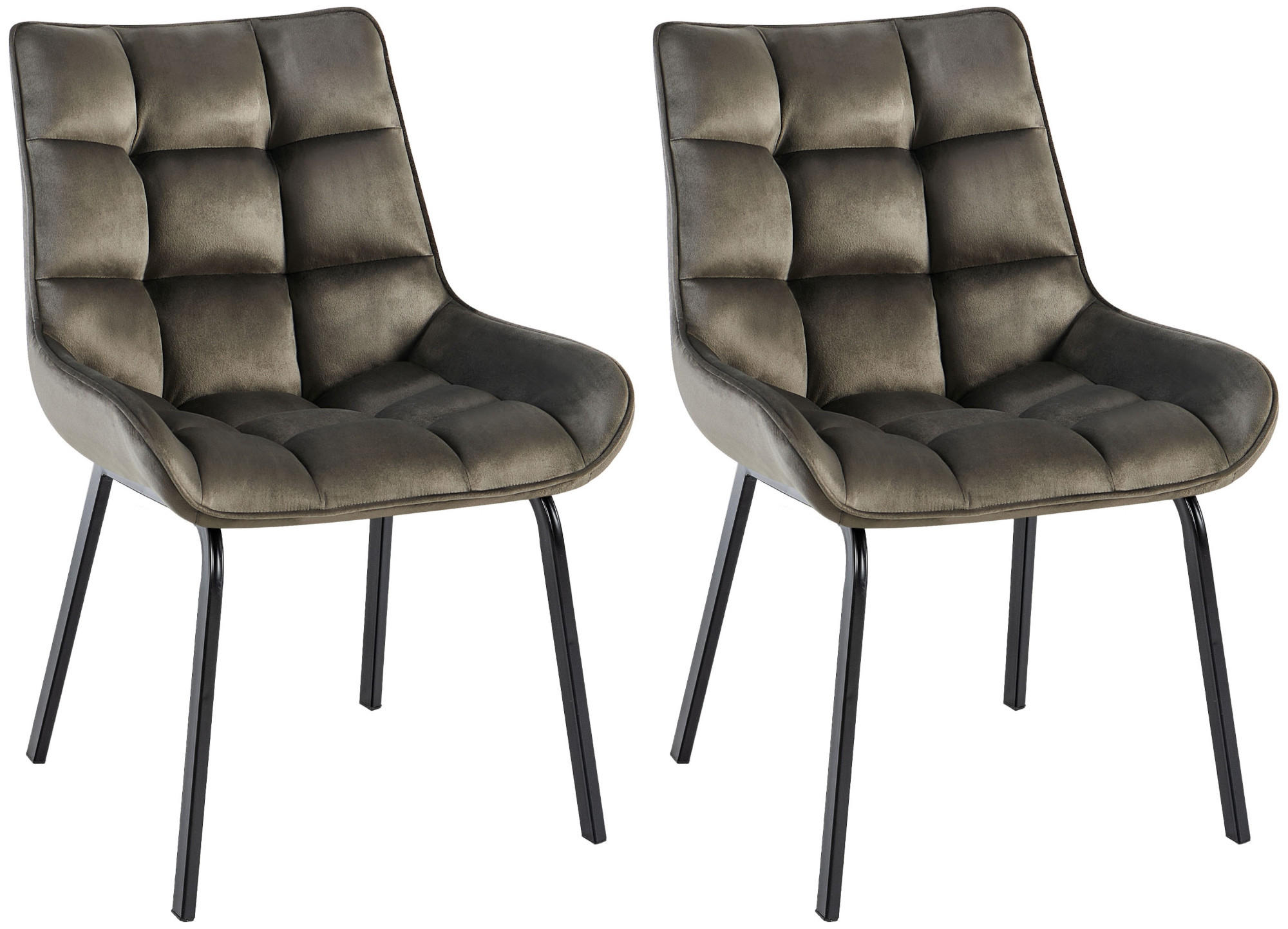 STUHL 2er Set Samt Anthrazit - Anthrazit/Schwarz, Textil/Metall (58/84/57cm) - CLP