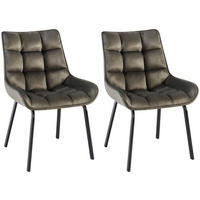 STUHL 2er Set Samt Anthrazit - Anthrazit/Schwarz, Textil/Metall (58/84/57cm) - CLP