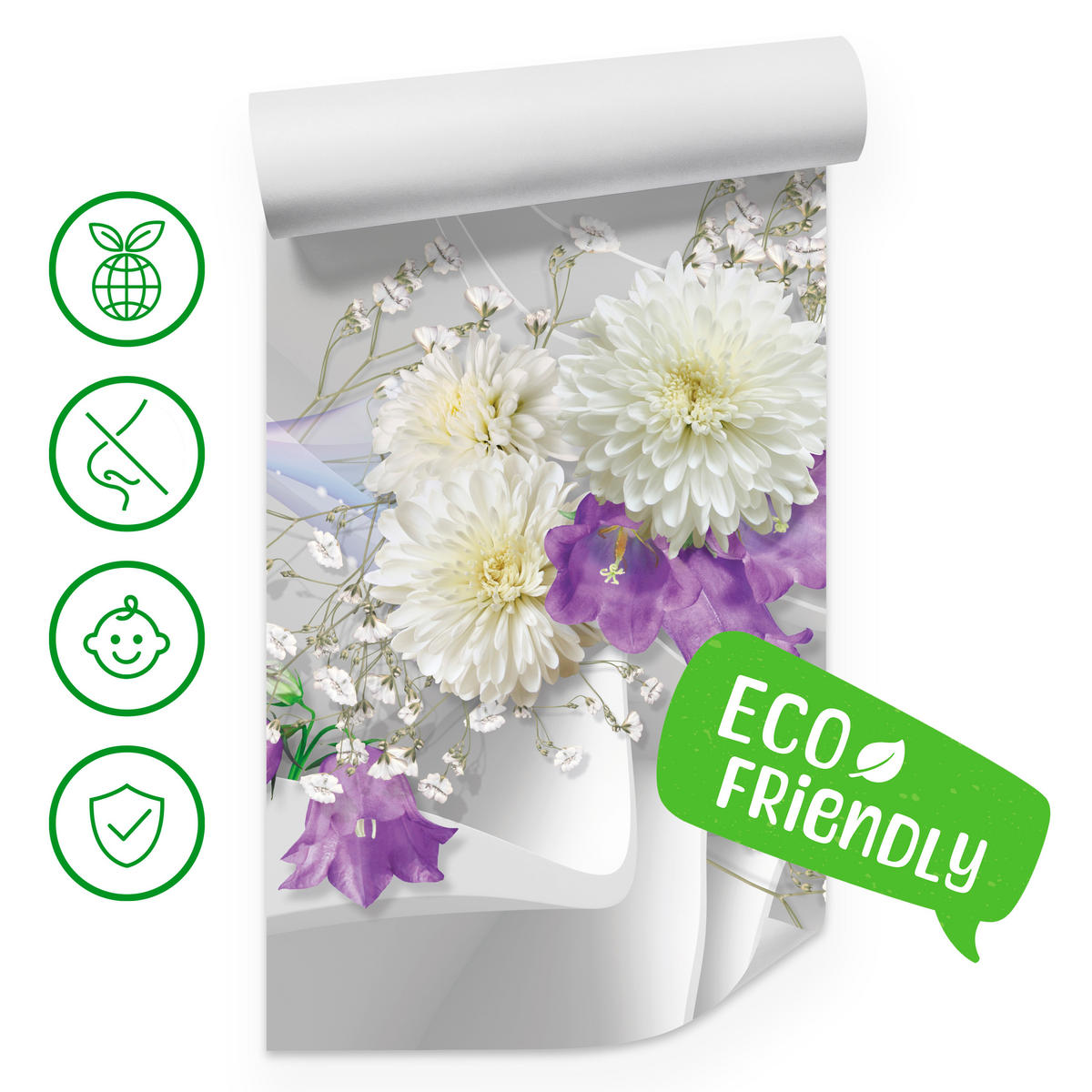 FOTOTAPETA Pre Obývaciu Izbu BLUMEN Abstraktné Vlnité Priestorové Pozadie 250 x 175 cm - sivá/biela, papier (250/175cm) - Muralo