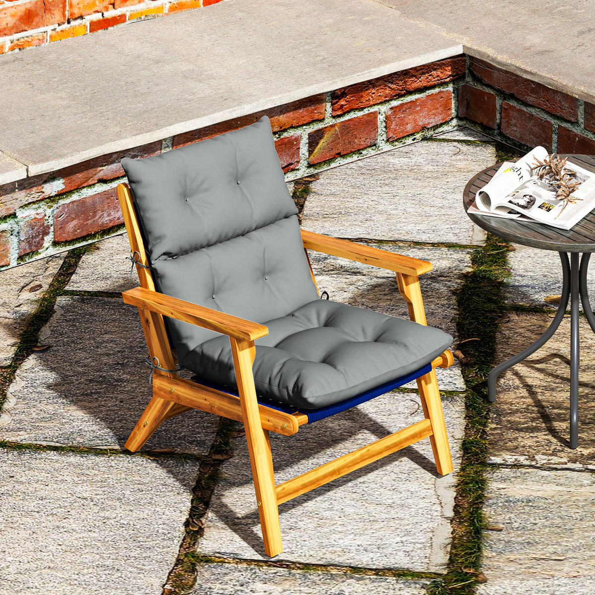 SITZKISSEN 115x56 cm - Hellgrau, Kunststoff (56/10/115cm) - Outsunny
