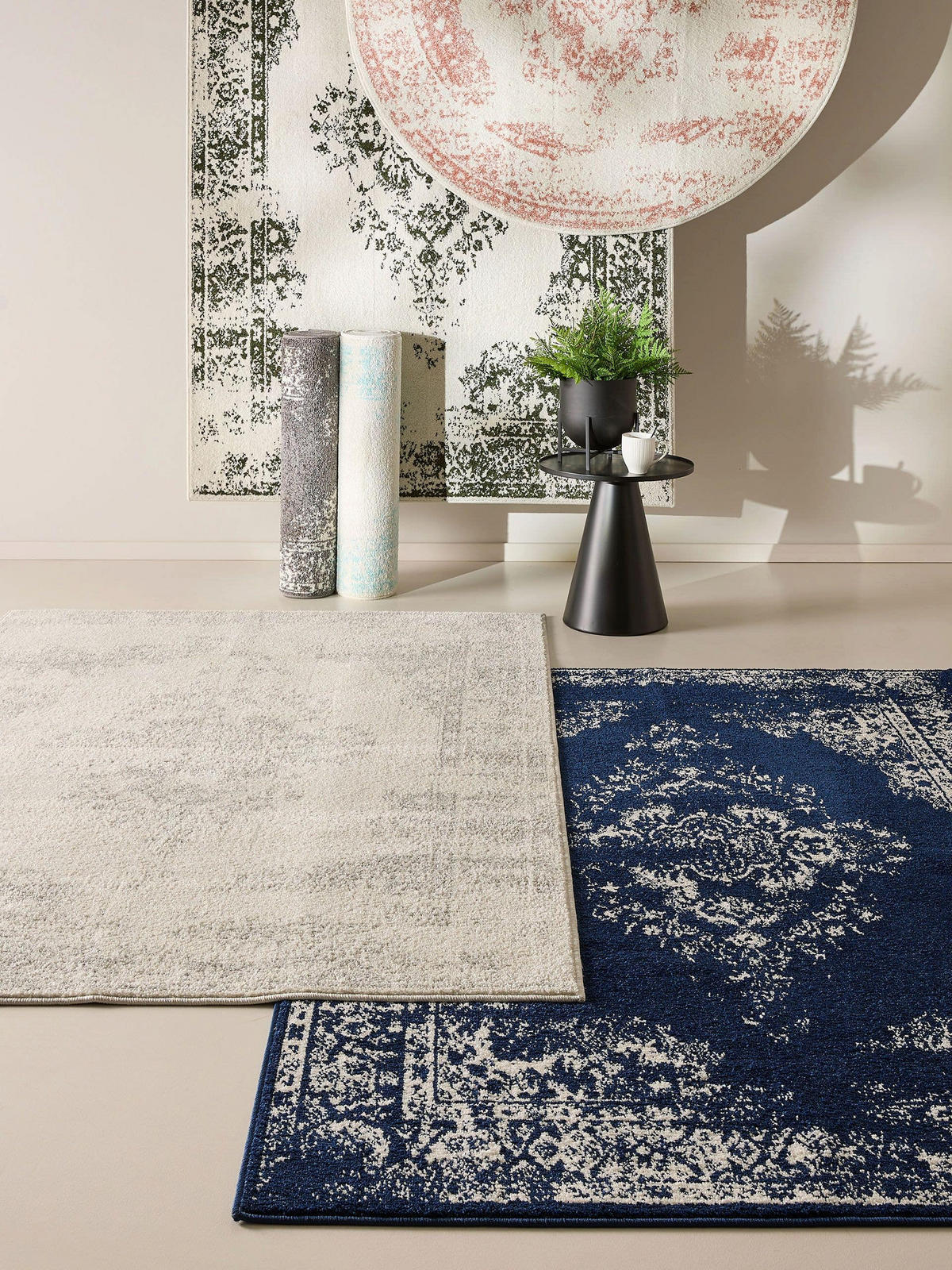 VINTAGE-TEPPICH Sia 240/340 cm - Blau, Kunststoff (240/340cm) - benuta