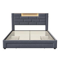 POLSTERBETT 140x200 cm mit Stauraum, USB, LED, Samt, Grau - Grau, Holz (140/200cm)