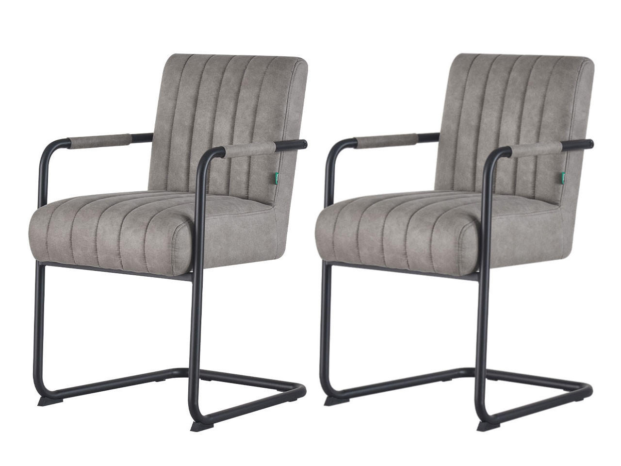 SCHWINGSTUHL BEN 2er-Set Armlehnen Wildleder Optik Grau - Schwarz/Grau, Textil/Metall (53/87/62cm) - DUBI Möbel