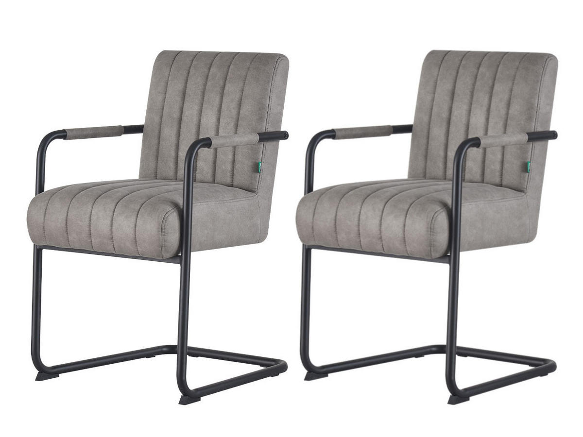 SCHWINGSTUHL BEN 2er-Set Armlehnen Wildleder Optik Grau - Schwarz/Grau, Textil/Metall (53/87/62cm) - DUBI Möbel