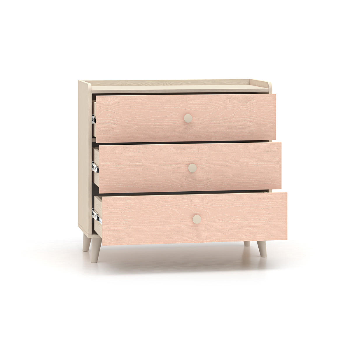 DĚTSKÁ KOMODA Alycia Béžová - Korálově růžová - Efekt dřeva - růžová, dřevo (90/85/40cm) - Petits-meubles
