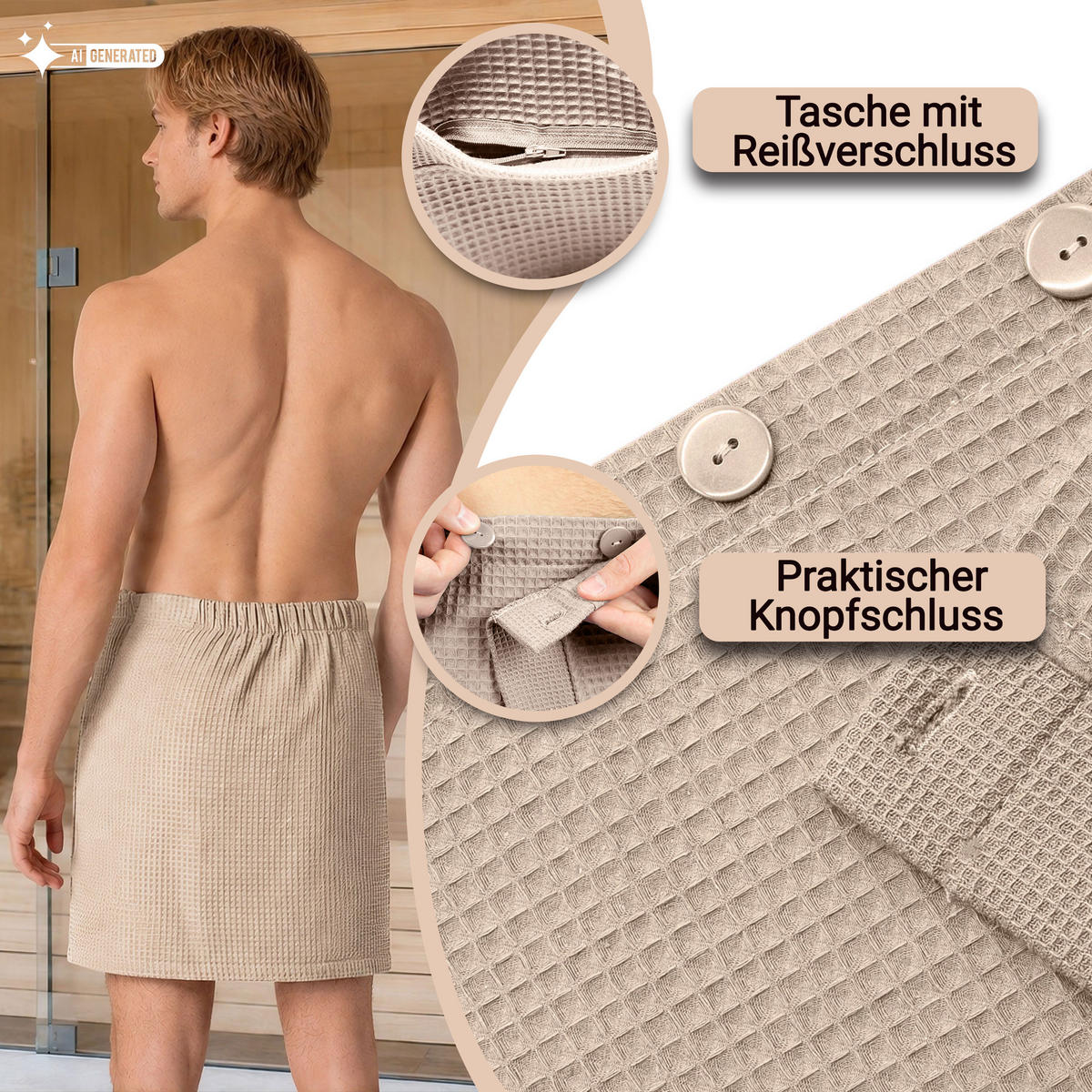 BADEMANTEL, Einheitsgröße, 100% Baumwolle, Grau - Grau, Textil (Einheitsgrößenull) - Zollner