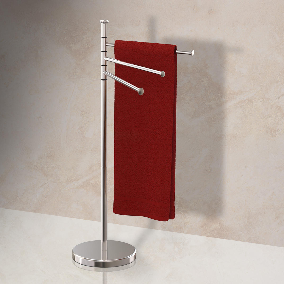 DRŽIAK na uteráky - strieborná, kov/plast (42/85.5/22cm) - Relaxdays