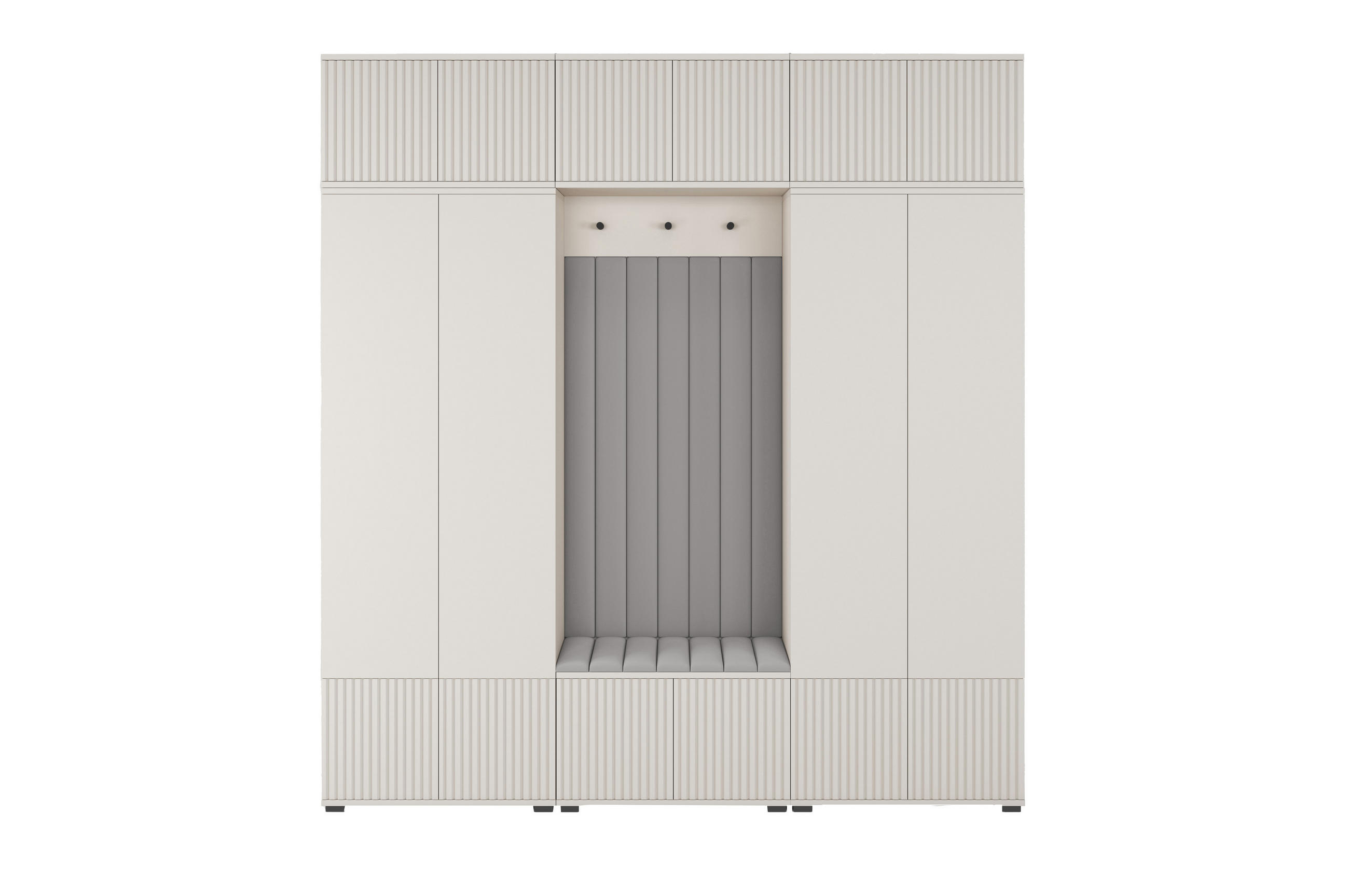 GARDEROBE Ritmo version 3 mit POLSTERPANEELEN GRAU - Beige/Grau, Holzwerkstoff (210/225/42cm) - Jerpax