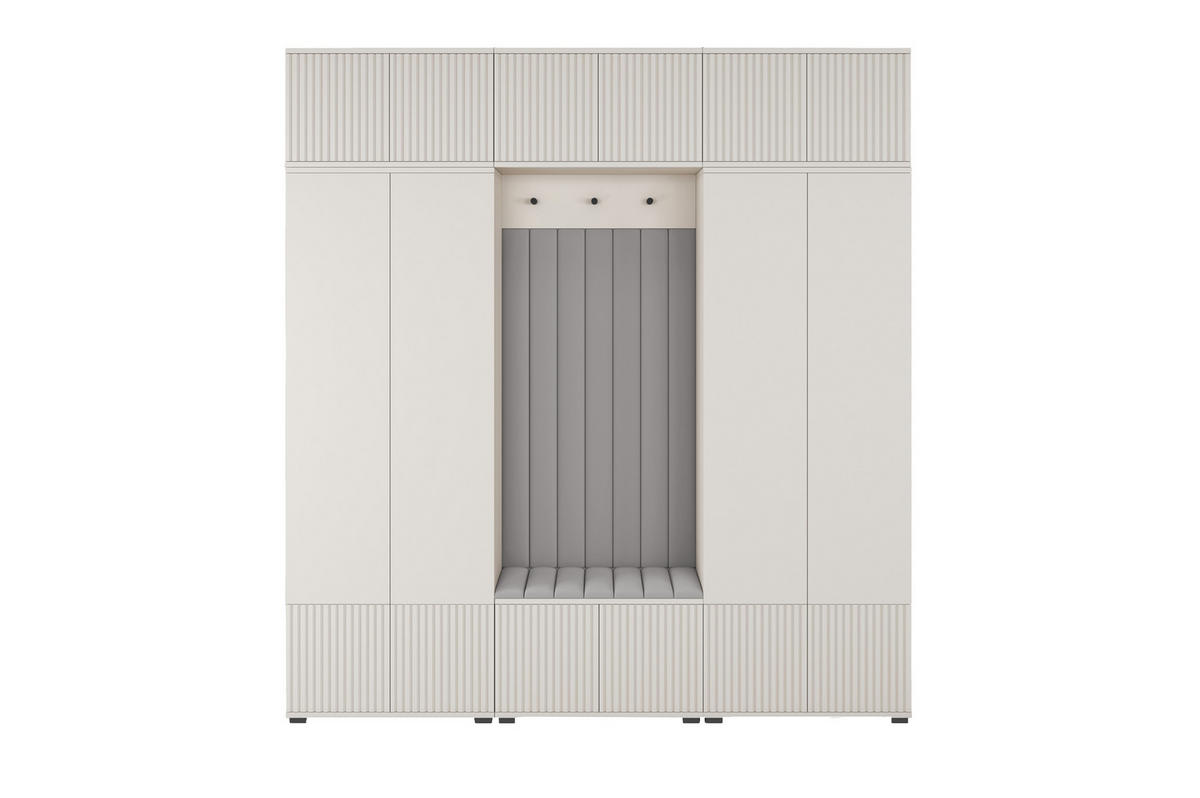 GARDEROBE Ritmo version 3 mit POLSTERPANEELEN GRAU - Beige/Grau, Holzwerkstoff (210/225/42cm) - Jerpax
