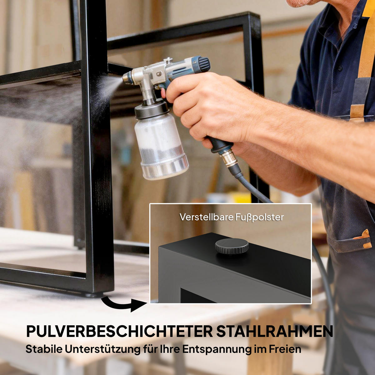 BALKONMÖBEL-SET 3er Set Stahl Polyester Grau - Schwarz/Grau, Textil/Metall - Outsunny