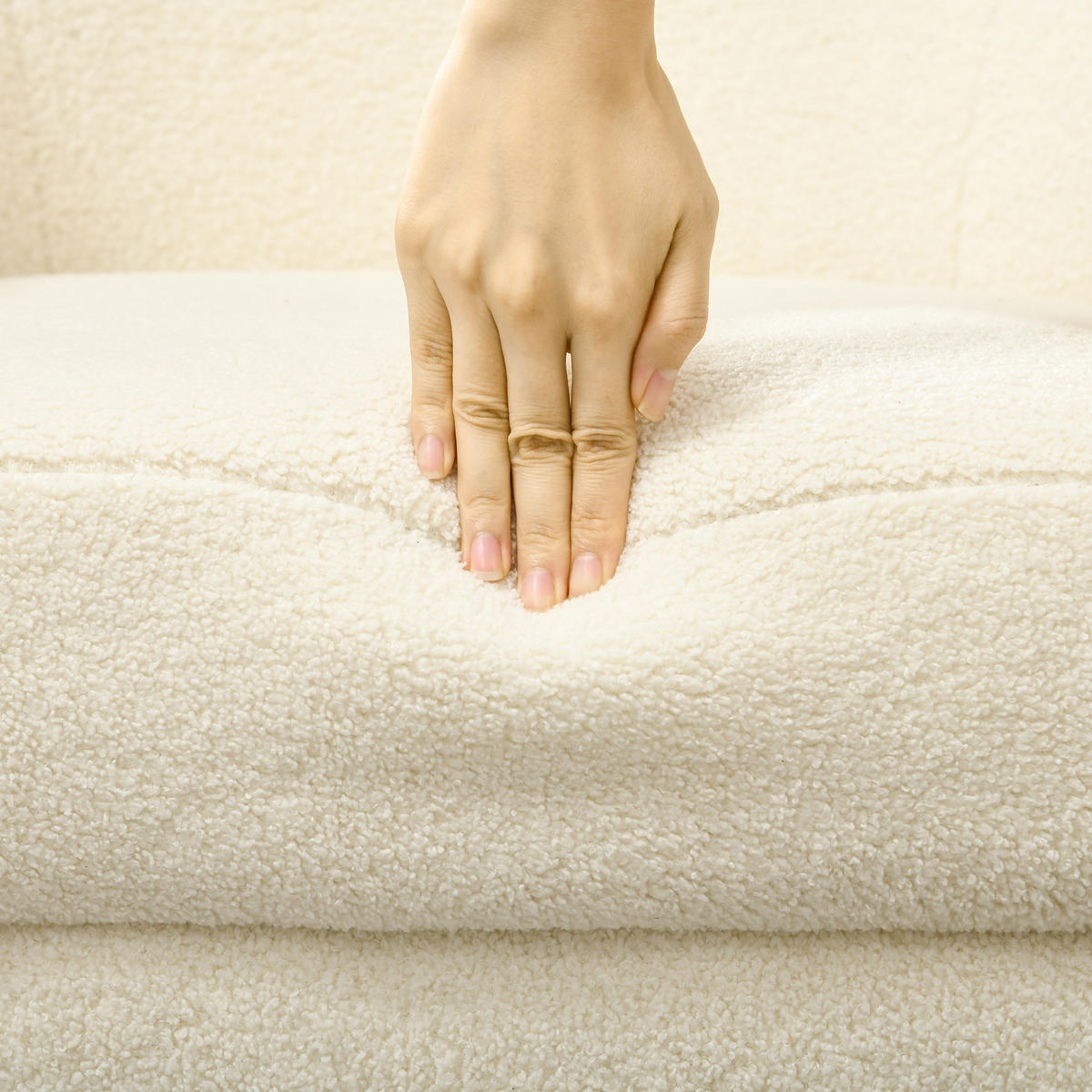 SESSEL DE-13456 mit abnehmbarer Kopfstütze, Teddyfell Creme - Creme, Textil (65/90/71cm) - ComfortXL