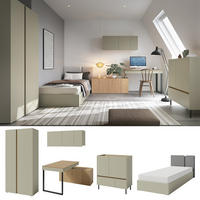 JUGENDZIMMER Laris Set A mit Bett 90 x 200 - Eukalyptus / Eiche Baltic Dune - Eukalyptusholzfarben/Eichefarben, Holzwerkstoff/Metall (90/50/195cm) - QMM TraumMöbel