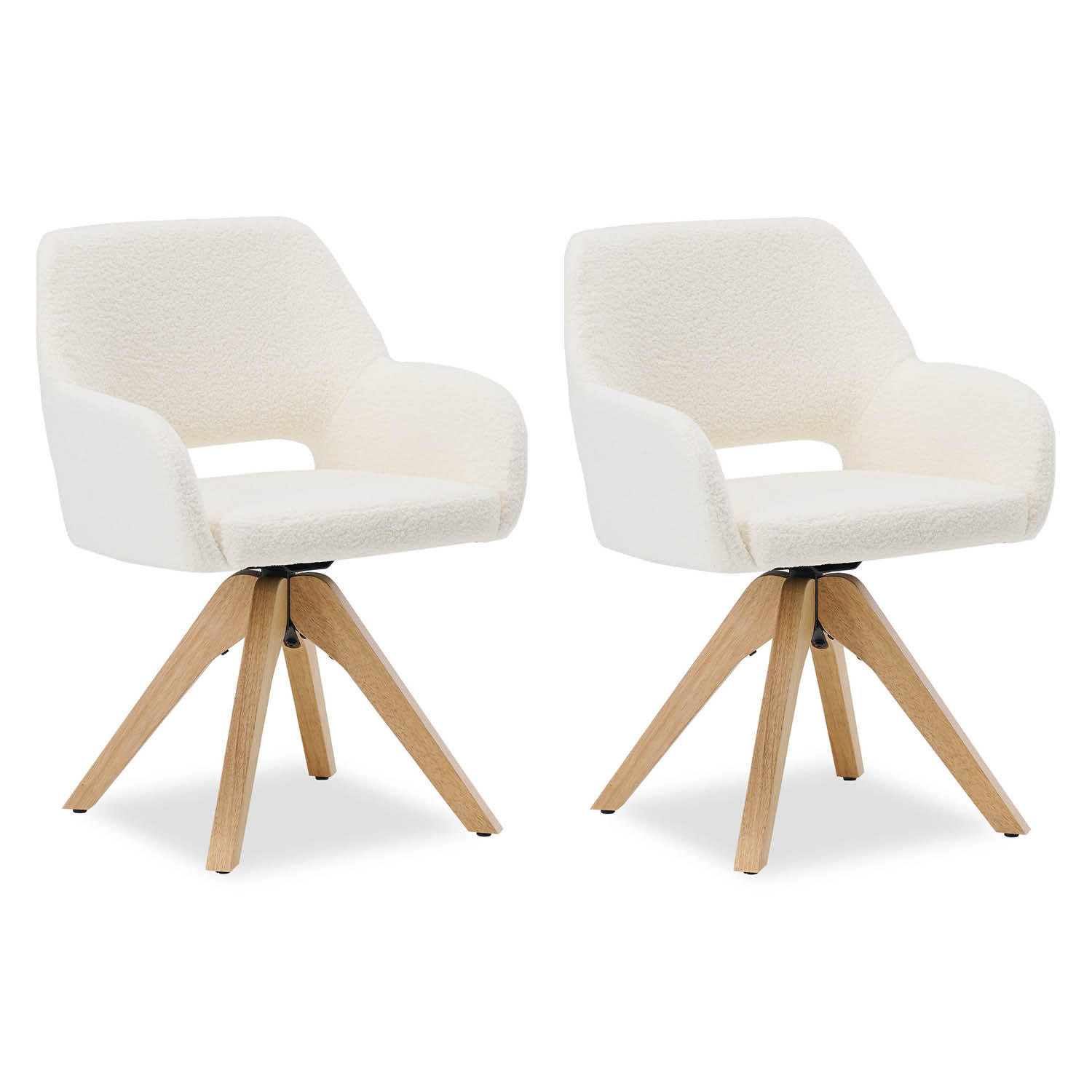 ARMLEHNENSTUHL in Weiß 2 Stück drehbar - Naturfarben/Weiß, Holz/Textil (57/82/53cm) - Homestyle4u