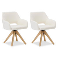 ARMLEHNENSTUHL in Weiß 2 Stück drehbar - Naturfarben/Weiß, Holz/Textil (57/82/53cm) - Homestyle4u