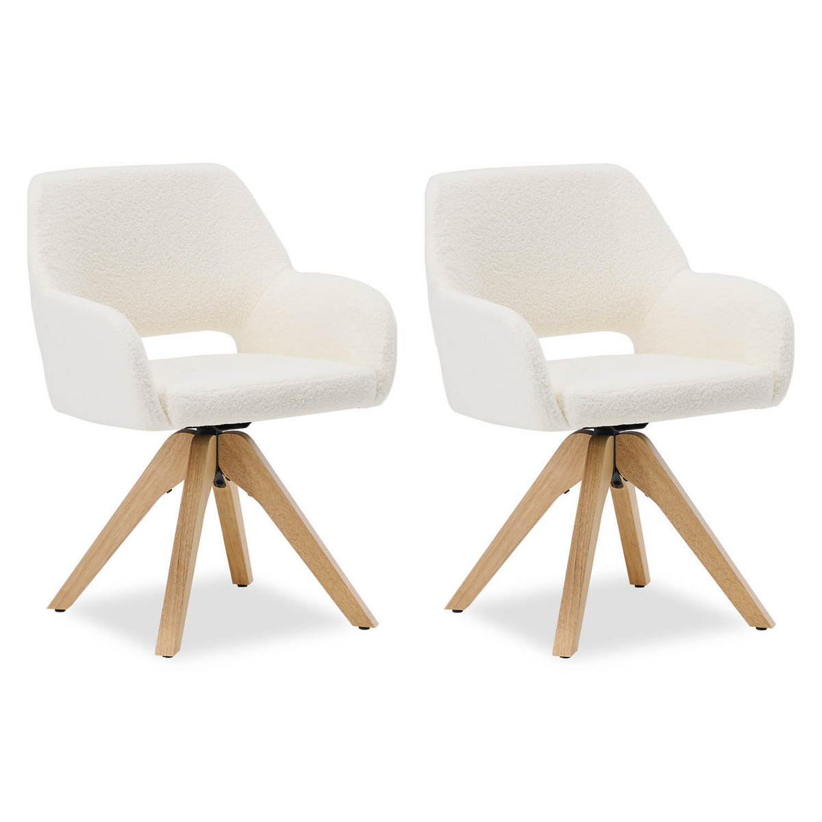 ARMLEHNENSTUHL in Weiß 2 Stück drehbar - Naturfarben/Weiß, Holz/Textil (57/82/53cm) - Homestyle4u