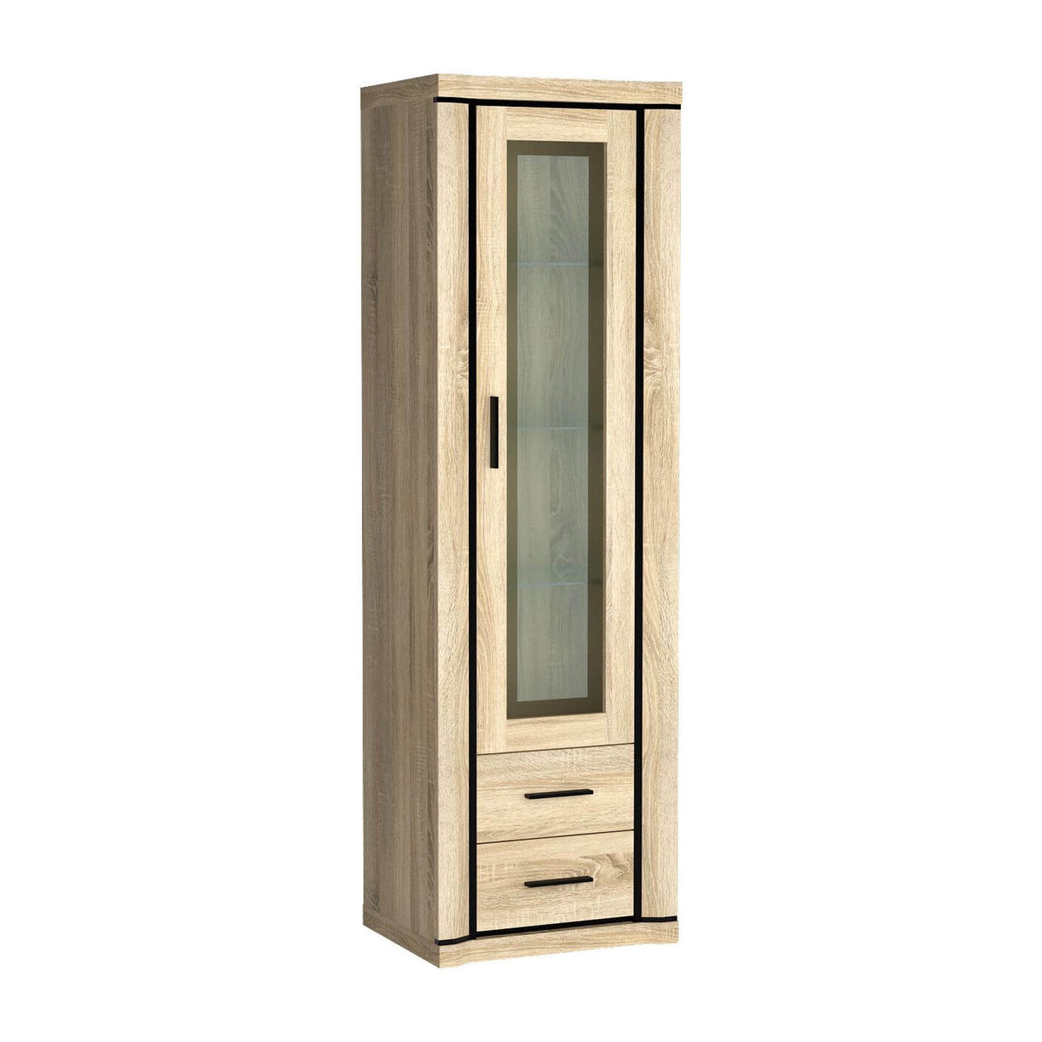 VITRINE Dallas D-16 58 x 192 x 45 cm Eiche Sonoma - Sonoma Eiche, Glas/Holzwerkstoff (58/192/45cm) - Koseto