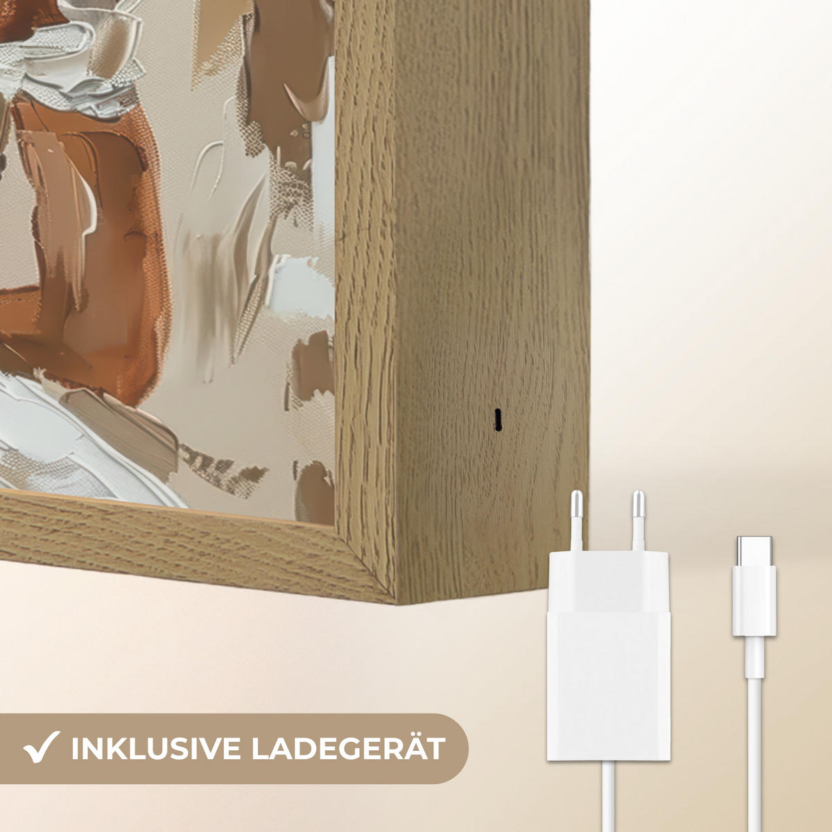 NÁSTĚNNÁ LAMPA S AKUMULÁTOREM Žena - malba - abstraktní - béžová - moderní 30x40 cm - světle hnědá, kompozitní dřevo (30/40/8cm) - OnlyWow