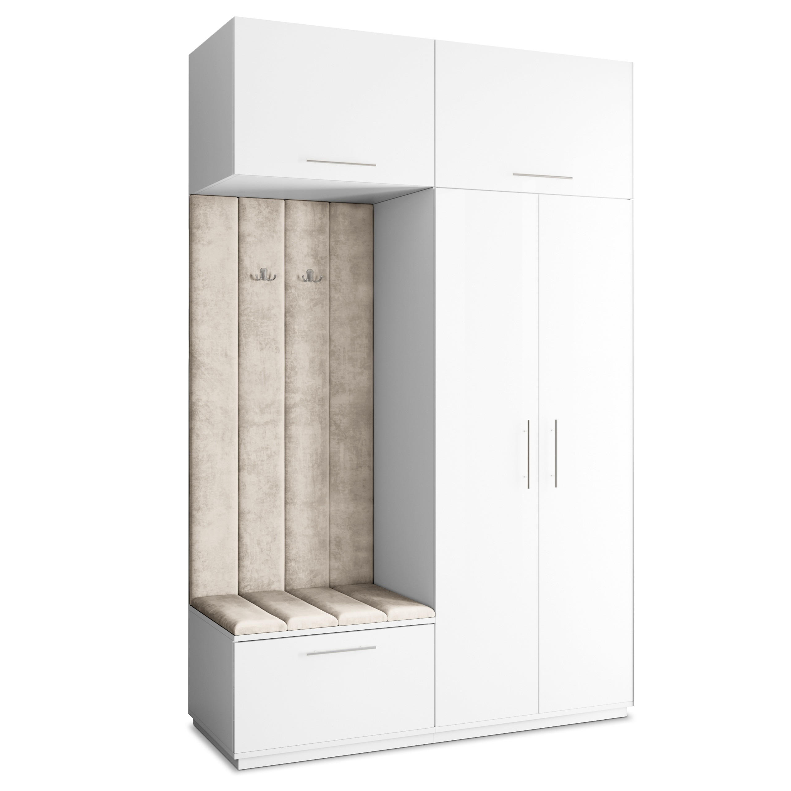 Masseno Garderobenschrank Weiß, Beige 150x240x60 cm