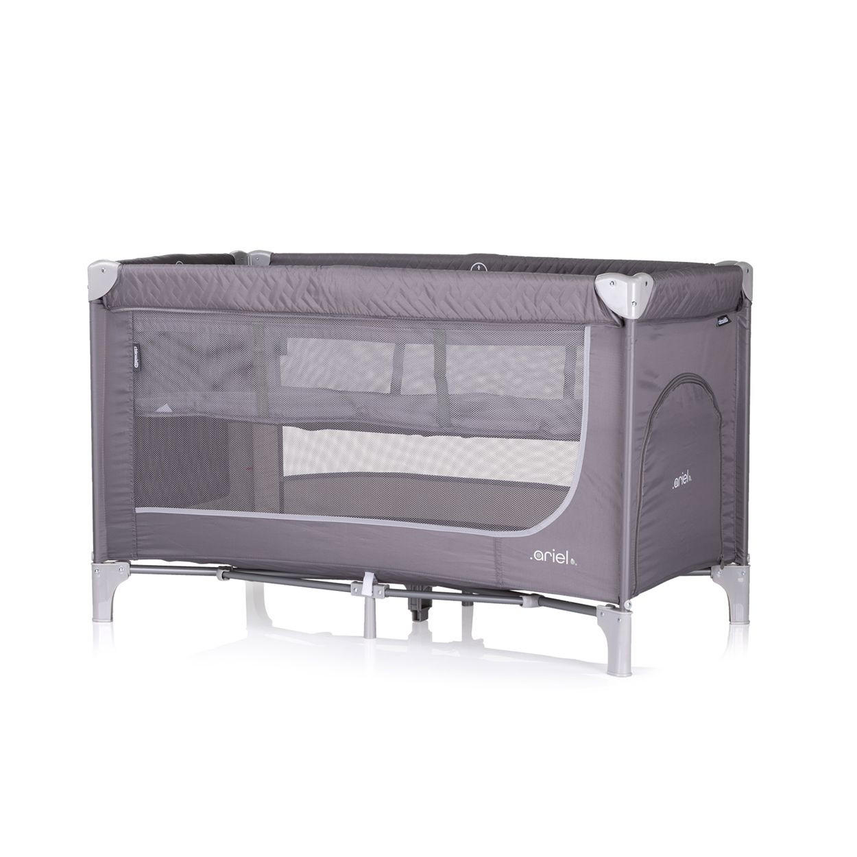 REISEBETT Ariel grau dunkelgrau 2 Ebenen, Tragetasche, Seiteneingang, Seitentasche - Grau, Kunststoff (60/120cm) - Chipolino