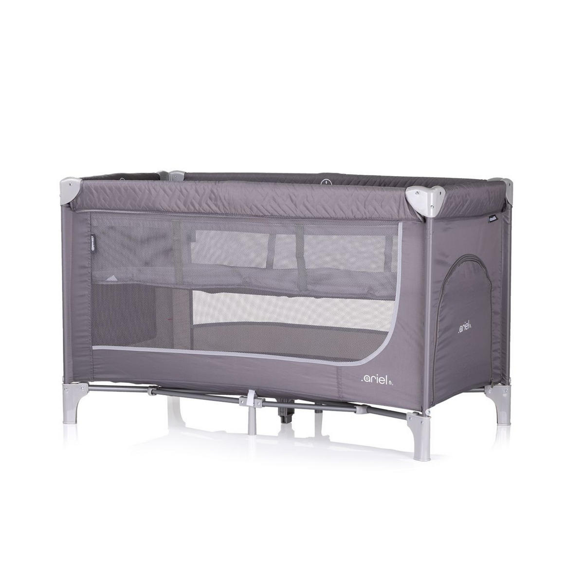 REISEBETT Ariel grau dunkelgrau 2 Ebenen, Tragetasche, Seiteneingang, Seitentasche - Grau, Kunststoff (60/120cm) - Chipolino