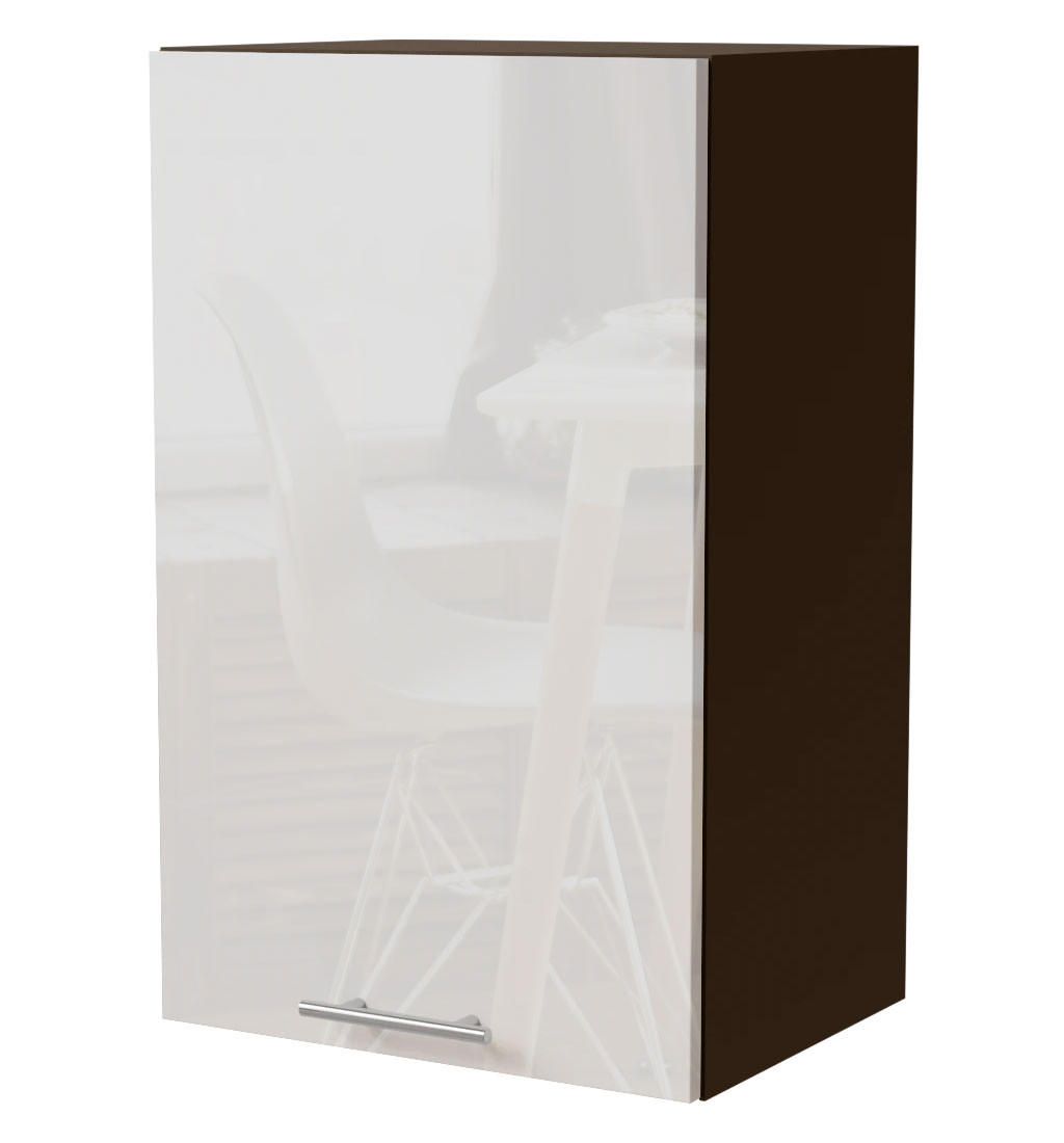 Feldmann-Wohnen Küchenhängeschrank Weiß Hochglanz, Dunkelgrau 45x72x32.5 cm