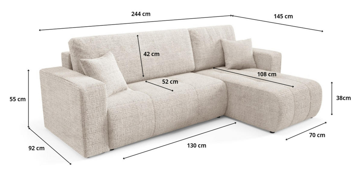 ECKSOFA mit Schlaffunktion Grau Anthrazit - Grau, Textil (244/145cm) - Furnisell