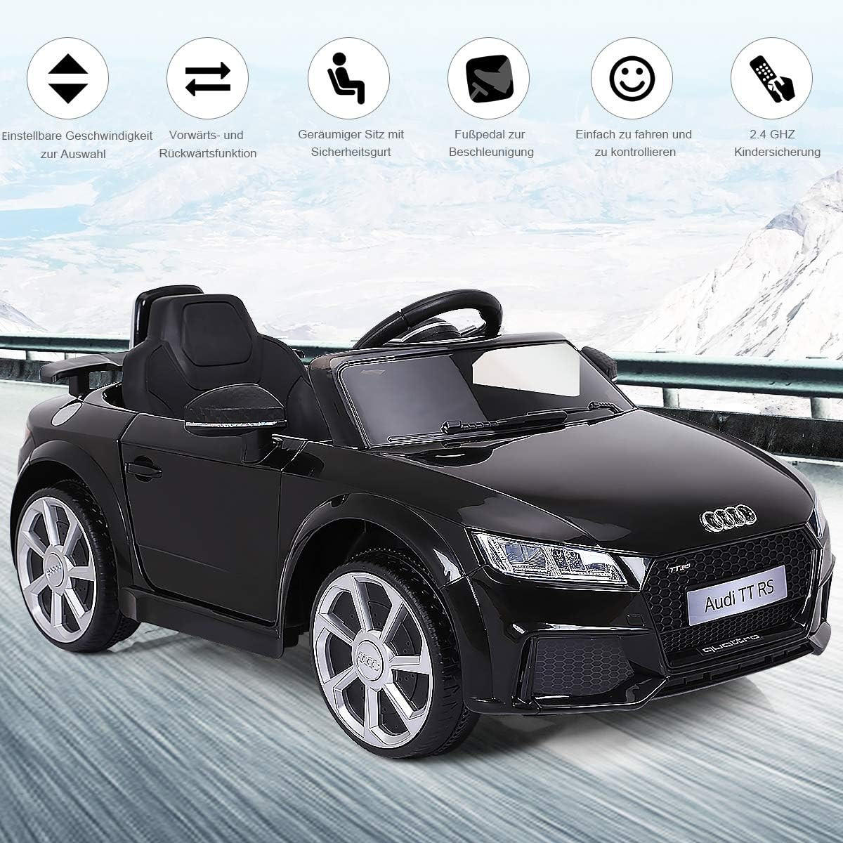 KINDERAUTO Audi 12V Schwarz - Schwarz, Kunststoff (63.5/45.5/104cm) - COSTWAY