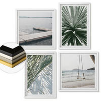 WANDBILDER 4er-Set - 50x50 cm & 40x60 cm Weißer Rahmen - Hängebrücke aus Palmenblättern - Weiß, Kunststoff (50/50cm) - ArtPrintCave