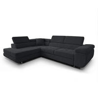 ECKSOFA L Form Konak Schwarz 276/201/90 cm Links mit Schlaffunktion - Silberfarben/Schwarz, Textil/Metall (203/276cm) - AX Living