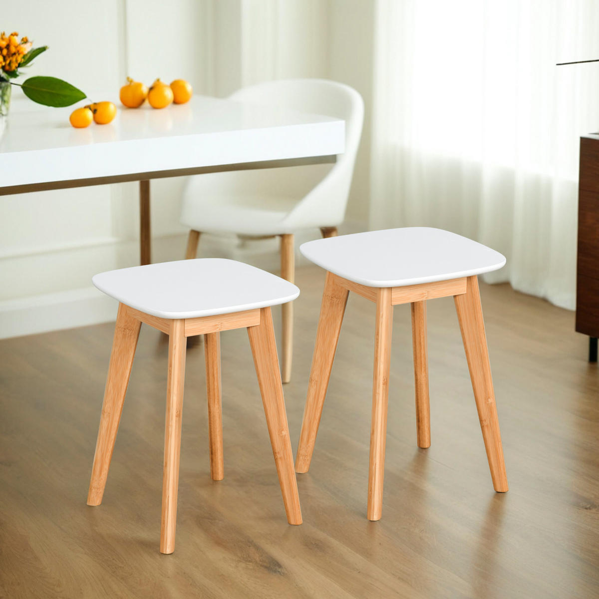 2XESSZIMMERHOCKER - Multicolor, Holz/Holzwerkstoff (33/45.5/33cm) - Relaxdays