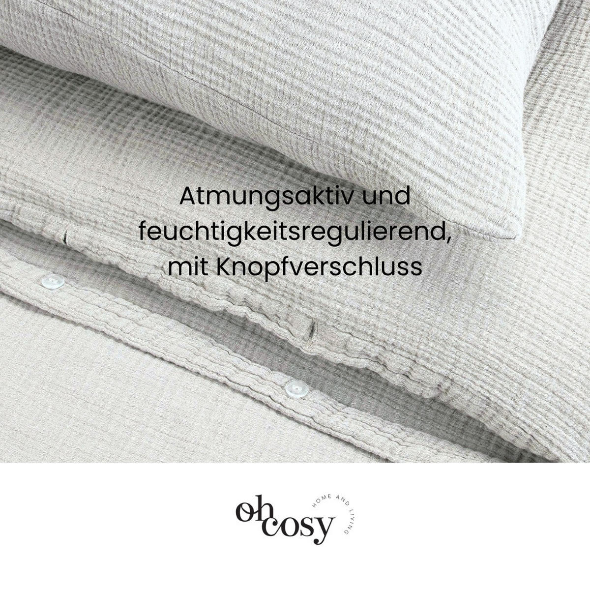BETTWÄSCHESET Sally - Musselin - 2-teilig -135x200cm - Hellgrau - Hellgrau, Textil (135/200cm)