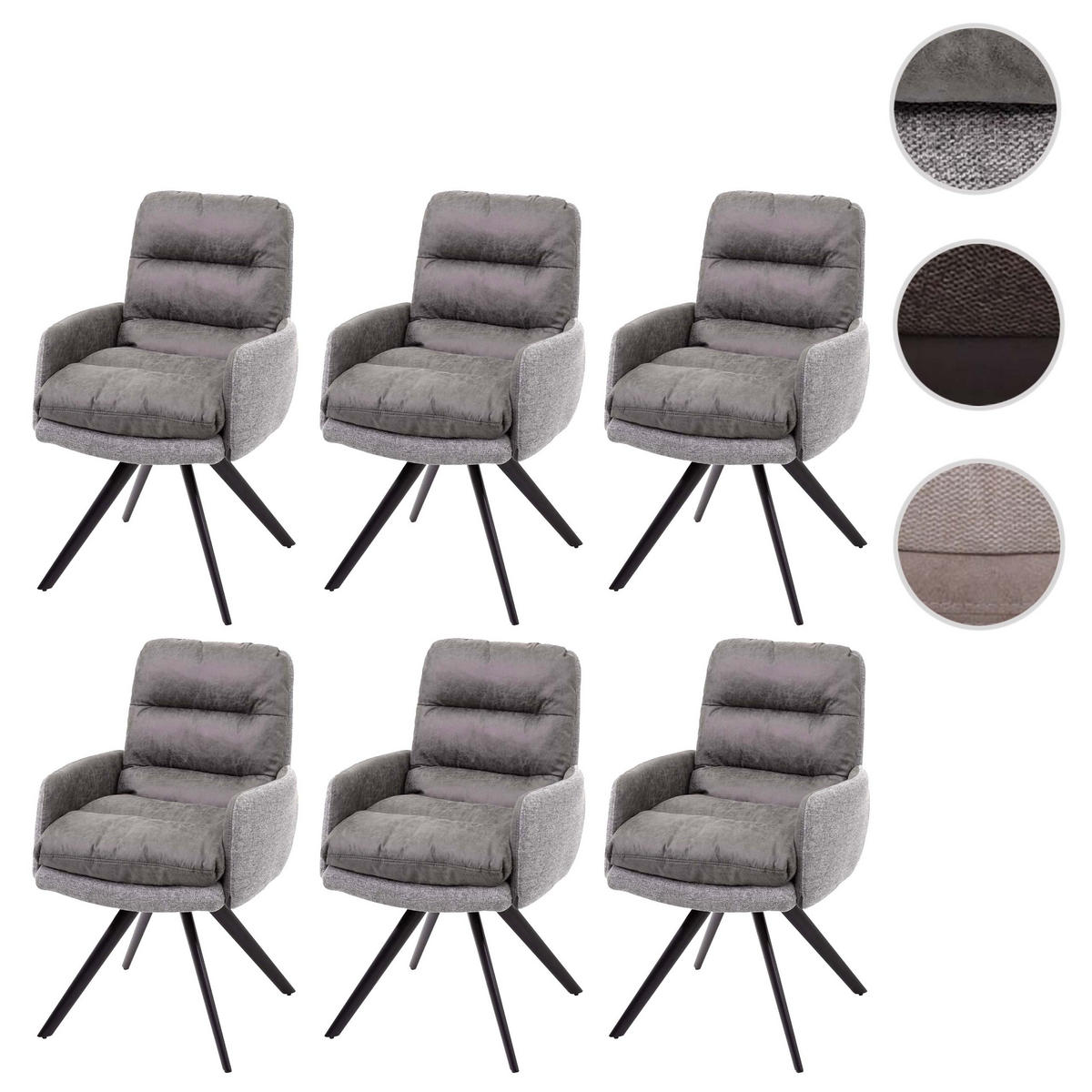 ESSZIMMERSTUHL Grau 6er-Set - Grau, Textil (59/93/68cm) - MCW