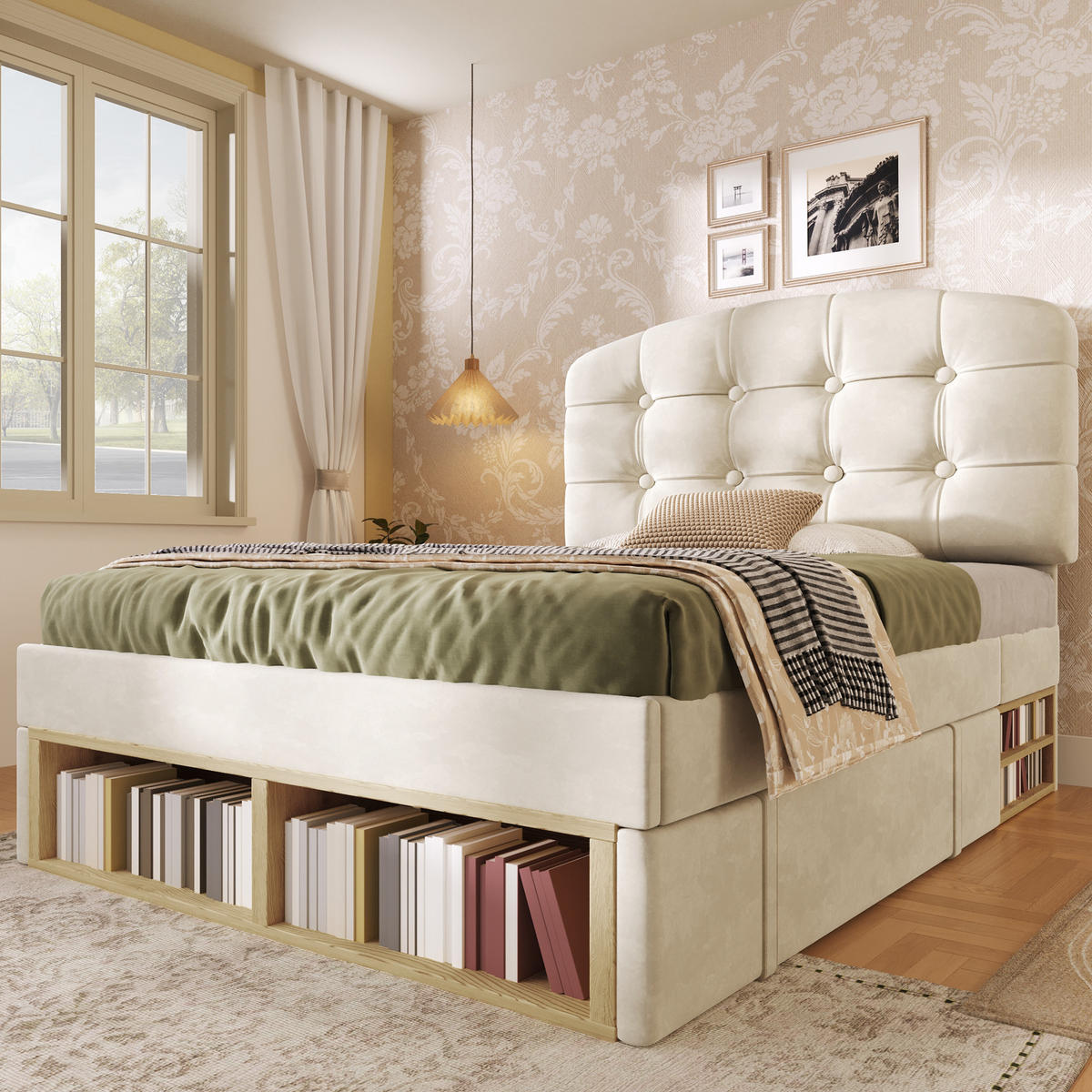 EINZELBETT 90/200 cm Beige - Beige, Holz/Metall