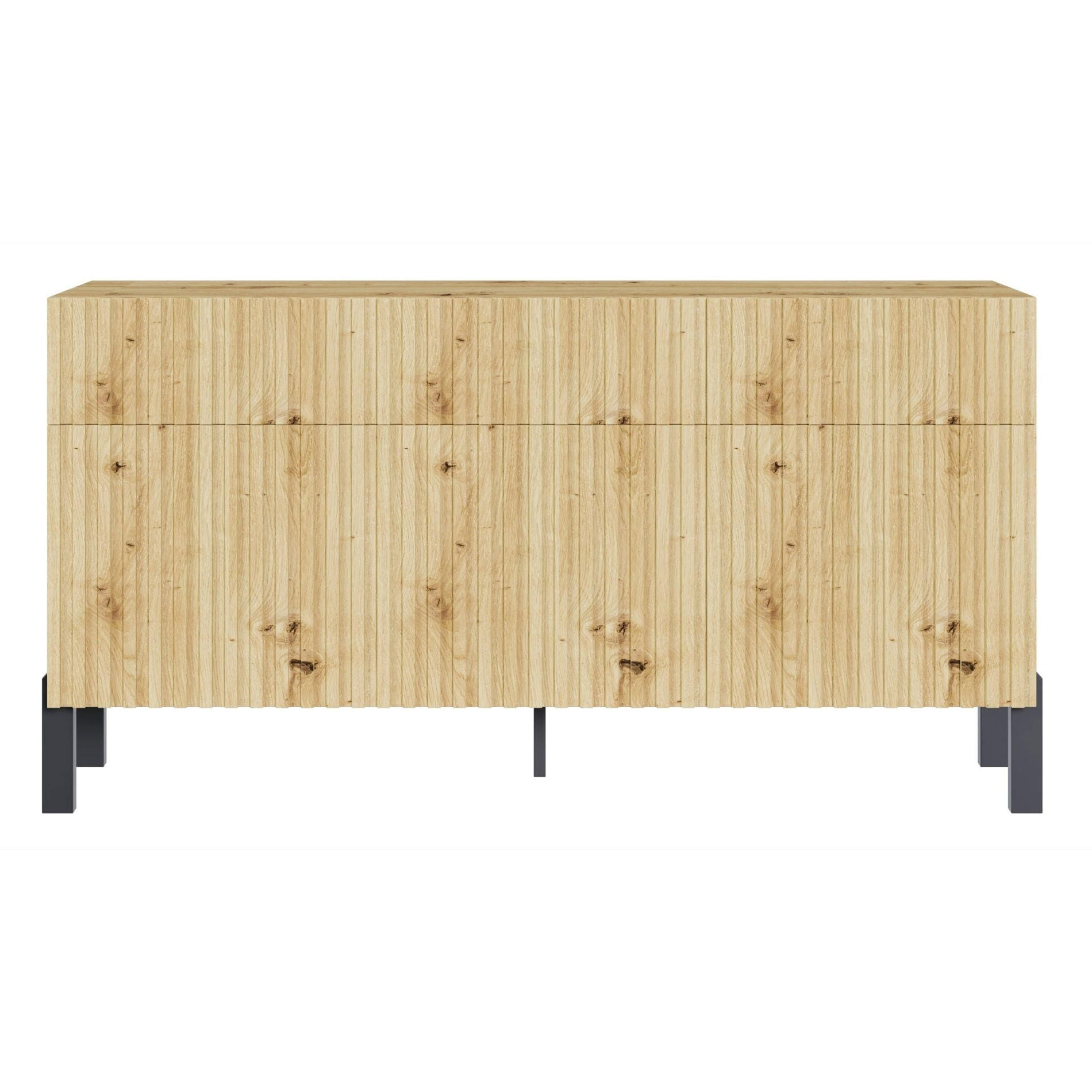 SIDEBOARD Telire 3-türig Artisan Eiche-Optik, 154 cm - Beige/Schwarz, Holzwerkstoff/Metall (154/80.4/34cm) - Selsey