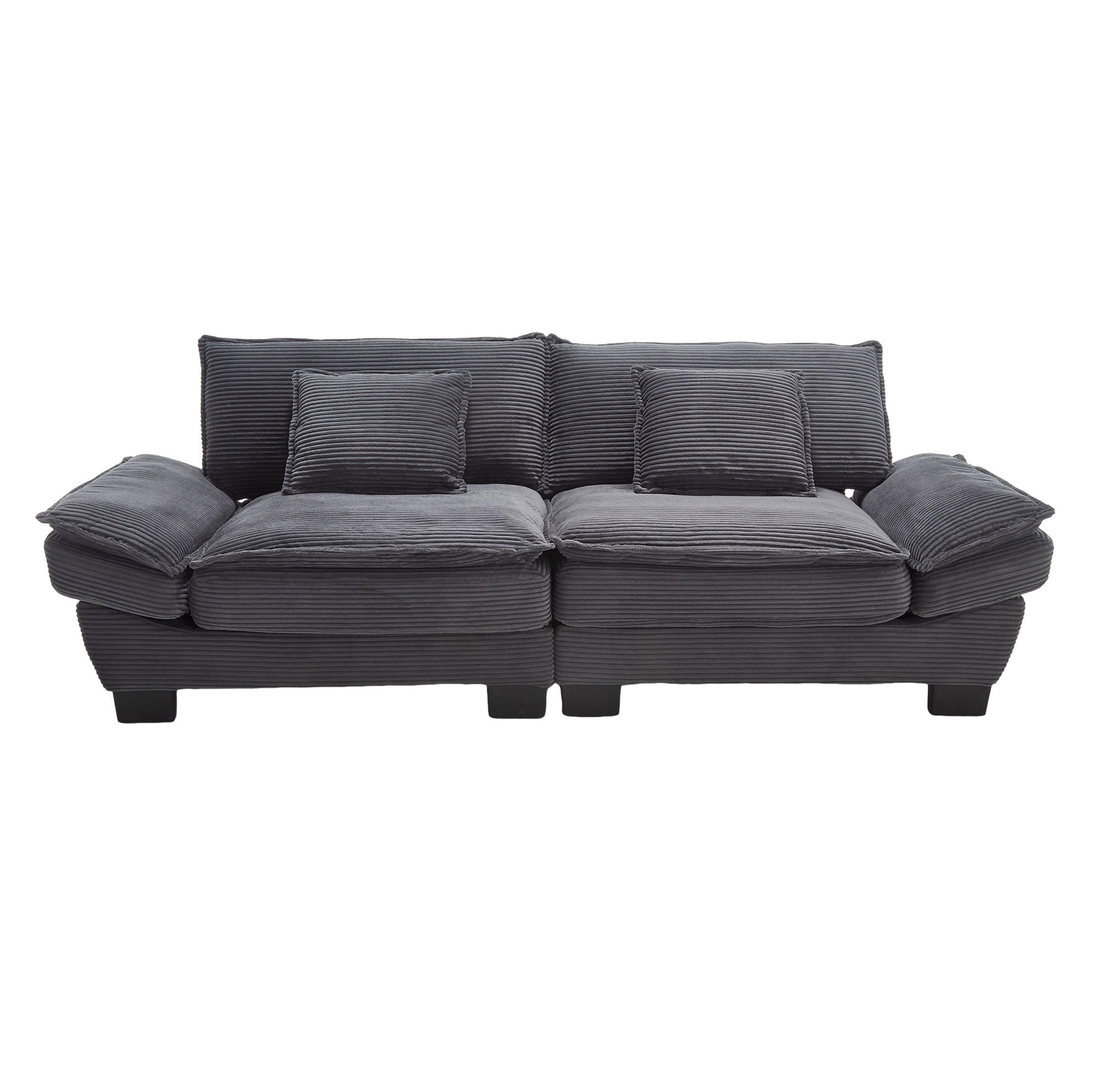 2-SITZER 224/81/81 cm dunkelgrau aus Samt mit ultratiefem Sitz - Dunkelgrau, Textil (81/81/224cm) - OKMYHOME