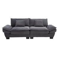 2-SITZER 224/81/81 cm dunkelgrau aus Samt mit ultratiefem Sitz - Dunkelgrau, Textil (81/81/224cm) - OKMYHOME