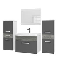 BADMÖBEL Badezimmer SET PRI PM4, Grau Glamour Hochglanz, 120 cm - Grau, Holz (38.7/113.5/120cm) - B BELINI GROUP