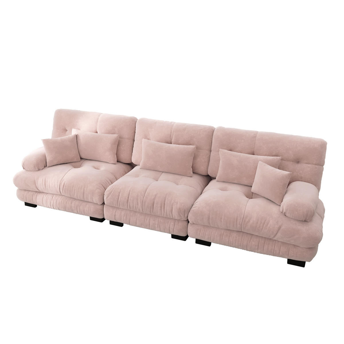 SCHLAFSOFA 3-Sitzer aus Chenille mit Tiefsitz, Rosa - Rosa, Textil (313/81/77cm)