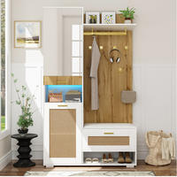 GARDEROBENSET Spiegel Haken Schuhschrank LED - Weiß, Holz (110/190/38cm) - Fortuna Lai