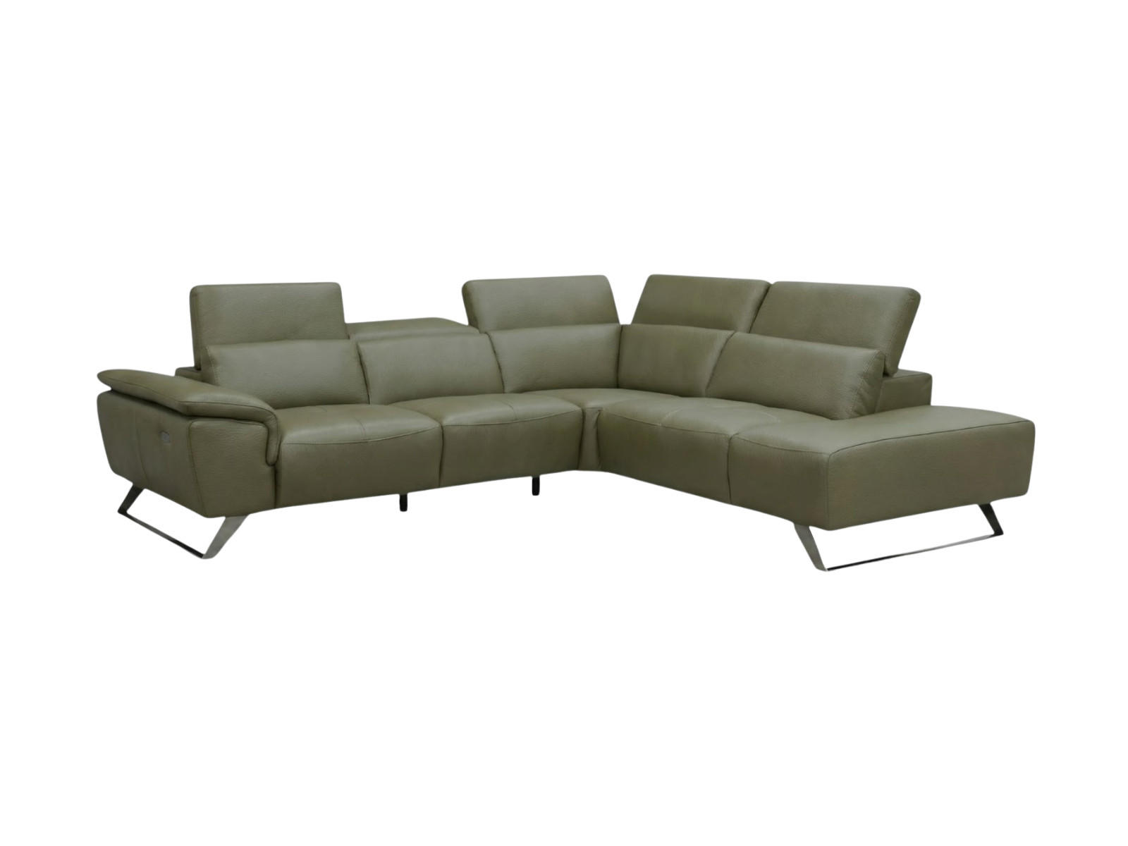 ECKSOFA Predator Echtleder Olivgrün - Olivgrün, Leder/Metall (270/230cm)