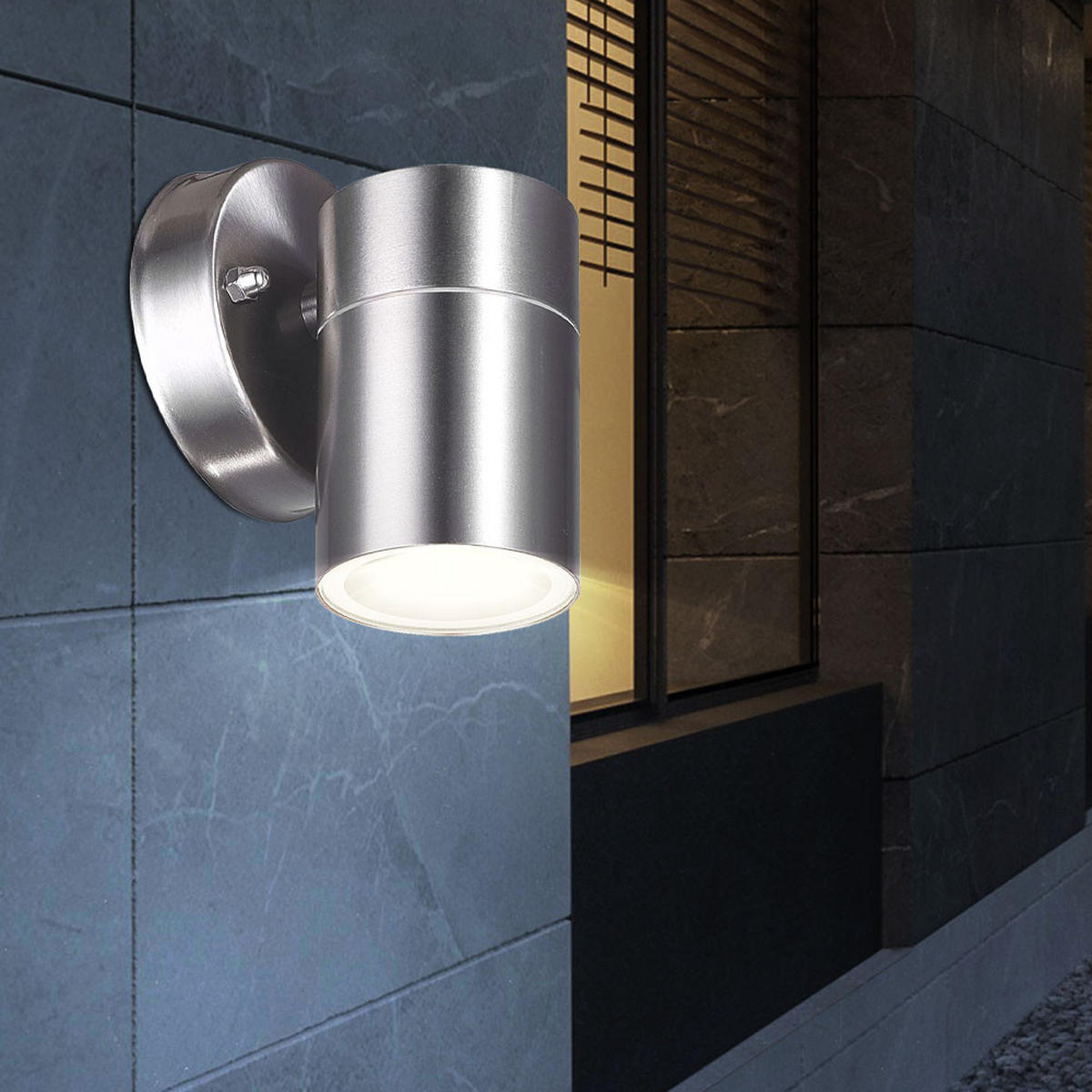 LED AUSSEN-WANDLEUCHTE Edelstahl Silber - Silberfarben, Glas (6/11/9.2cm)