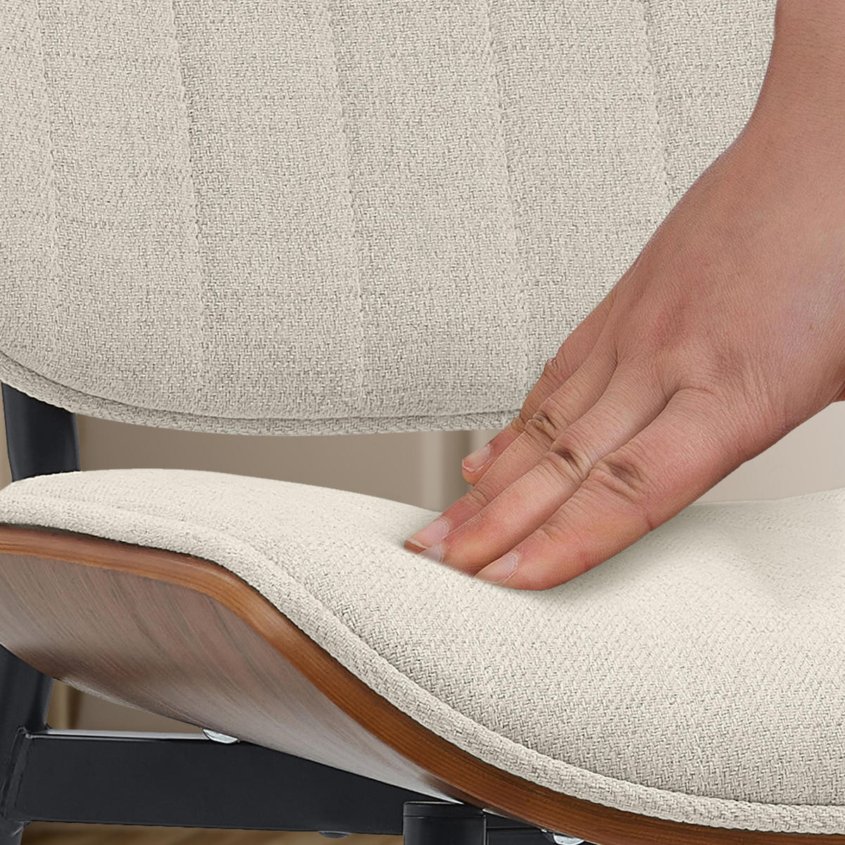 STUHL Stoff walnuss/creme - Walnussfarben/Creme, Textil/Metall (49/83/57cm) - CLP