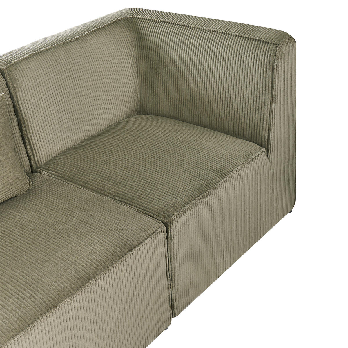 COLȚAR modul cu 4 locuri pe partea dreaptă verde reps reiat cu otomană Lemvig - verde, material textil (250/166cm) - Beliani