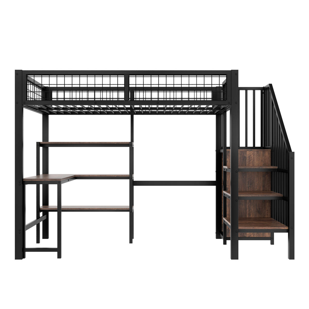 HOCHBETT 90x200cm Schwarz Metall Untertisch Einlegeböden Einbauschrank - Multicolor, Holz (90/200cm) - FLIEKS